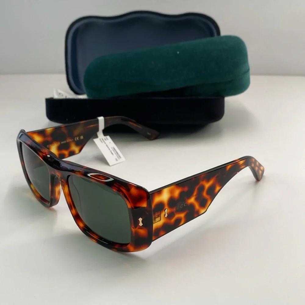 New Authentic Gucci GG1080S 003 Eyewear Rectangular Frame Sunglasses